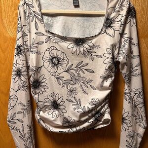 SHEIN Black Floral Print Blouse